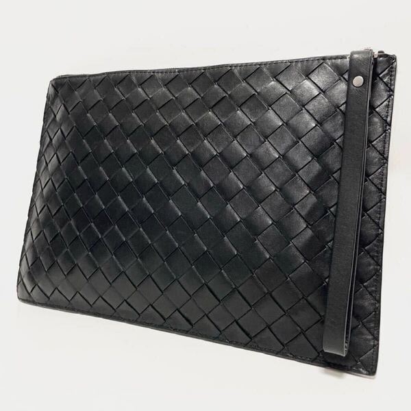 ★BOTTEGA VENETA ボッテガヴェネタ イントレチャート クラッチバッグ セカンドバッグ ブラック 黒 メンズ 男性【鑑定済み 本物保証】