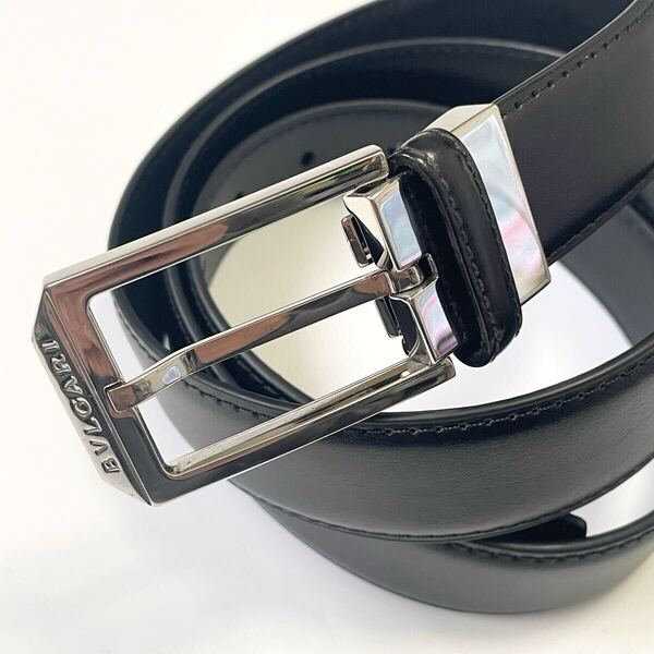 ★ BVLGARI ブルガリ ベルト バックル ブラック 黒 メンズ 男性 紳士 中古【鑑定済み 本物保証】