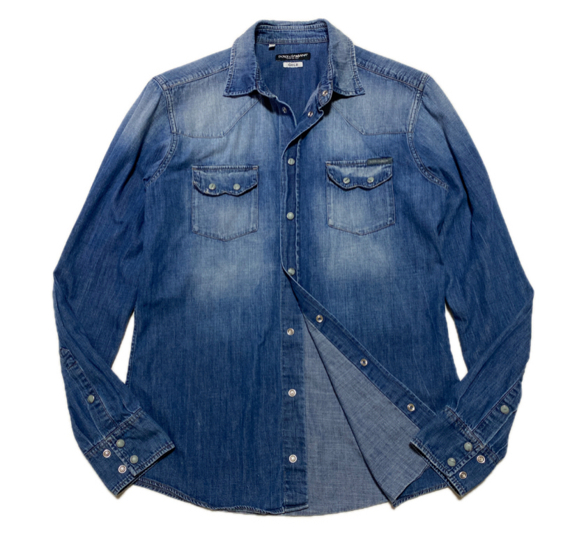 Dolce & Gabbana All-Over Logo Denim Shirt | Sendegaro