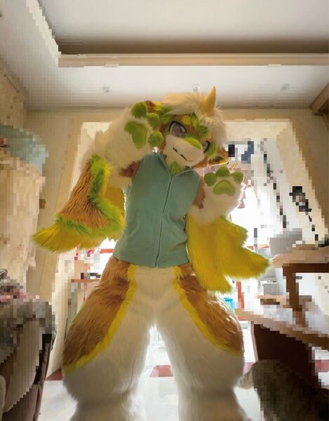 着ぐるみ ケモノ体 フルスーツ セット NO.13 ブラウン 全身 尻尾 ケモノ ファースーツ ぬいぐるみ コスプレ コスチューム 一点物