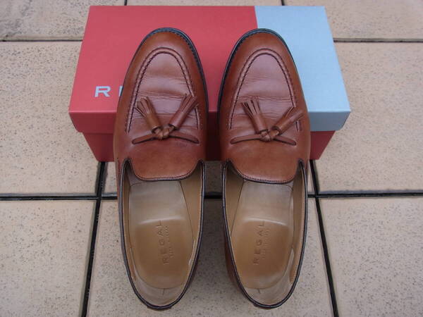 ★REGAL リーガル 12VR BF Uチップ タッセル スリッポン ローファー 茶 ブラウン 25.5㎝ 日本製 【USED】 ★