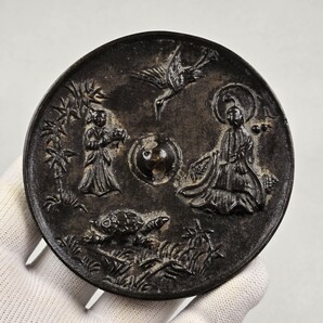 骨董品 青銅器 太極仙翁 唐子 亀鶴紋 唐鏡 銅鏡 激安