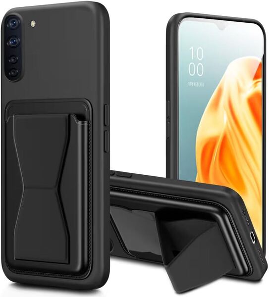 e-790 OPPO Reno10 Pro 5Gケース カード収納 スタンド付き シリコン スマホケース バンド付き スタンド機能 耐久 滑り止め 黑