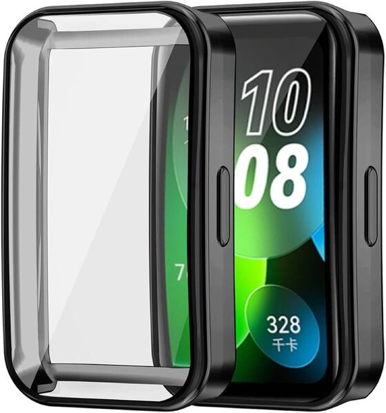 e-772 ケース 対応 Huawei Band 8, 保護カバー 柔らかいTPU素材 耐衝撃 高透過率 擦り傷防止 装着簡単 全面保護 (ダークブラック)