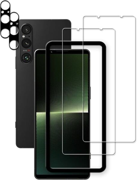 e-778 xperia 1 v ガラスフィルム【2+2 枚セット】 ガイド枠付日本製硝子採用 Xperia 1 v 2023 so-51d sog10 用