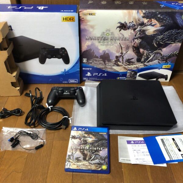 【fw 8.52】PS4 本体 完備品 CUH-2100A 500GB 即決 送料込み 送料無料 プレイステーション4 PlayStation4 モンスターハンターワールド