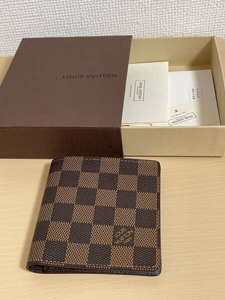 新品同様 ルイヴィトン LOUIS VUITTON ダミエ 二つ折り財布 お札入れ ポルトビエ6 カルトクレディ