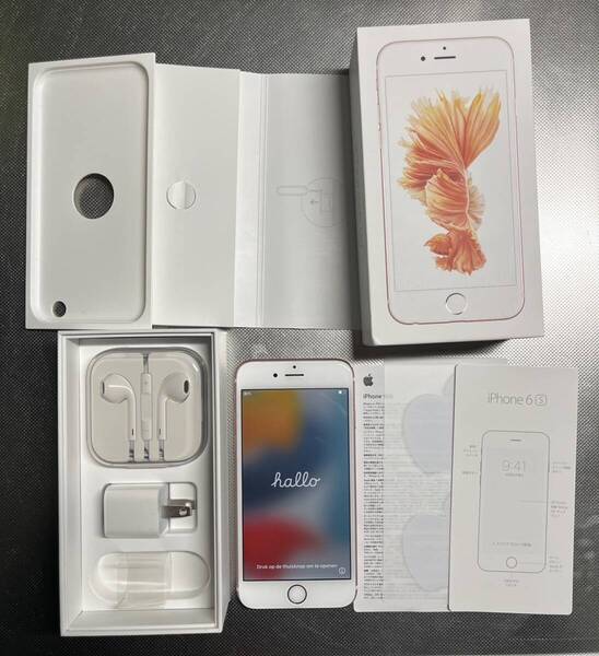 美品セット☆iPhone 6s 32GB ローズゴールド 本体(中古)+付属イヤホン+電源アダプタ(未使用)+交換バッテリー(新品) セット