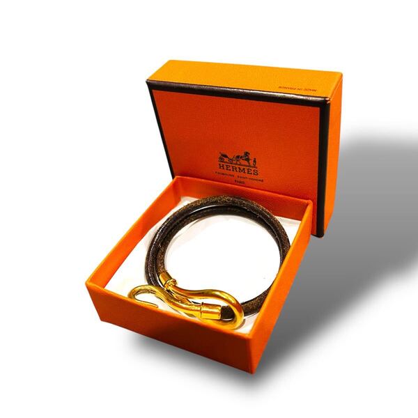 格安スタート 売り切り HERMES エルメス ブレスレット バングル チョーカー レザー ゴールド 革 アクセサリー