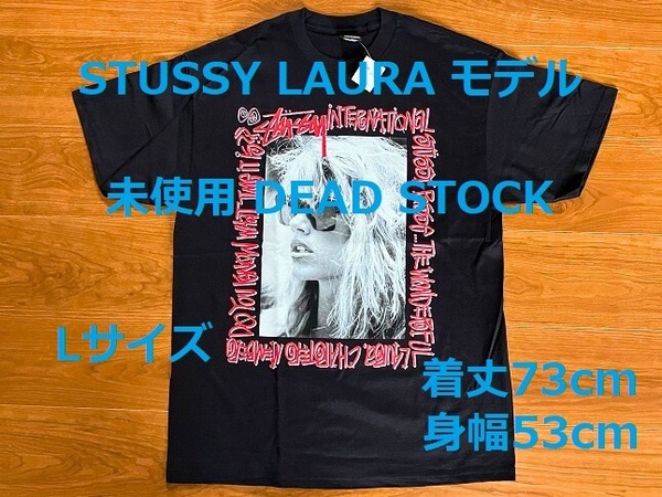 未使用 DEAD STOCK STUSSY LAURA Lサイズ ステューシー 半袖 Tシャツ ブラック ローラ