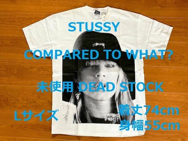 未使用 DEAD STOCK STUSSY COMPARED TO WHAT ? Lサイズ ステューシー 半袖 Tシャツ ホワイト