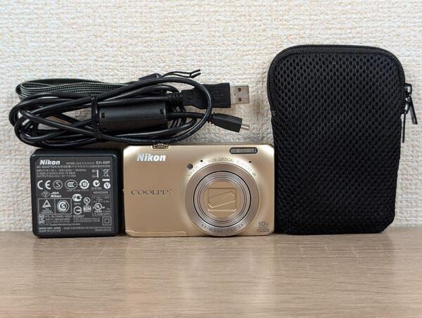 外観美品・ジャンク品 Nikon ニコン COOLPIX S6300 ゴールド コンパクトデジタルカメラ デジカメ コンデジ
