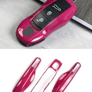 ポルシェマカンカイエンネ718のキーケースキーカバー、ポルシェケイマンパナメーラ911ボクスター スタールビーレッド