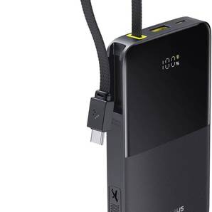 最大22.5W 急速充電 10000mAh 大容量 ディスプレイ搭載 PD対応 3台同時充電 Type-C×2 Type-A ケーブル一体型 PSE認証済