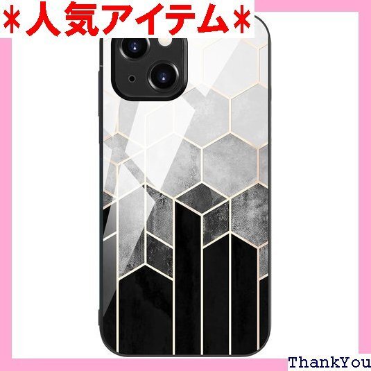 iPhone 15 ケース 強化ガラス 背面ガラス i 護 おしゃれ 人気 iPhone 15適応 金色の格子柄 112