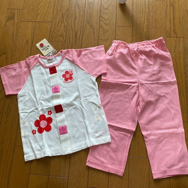 訳あり SALE 即決 未使用 ミキハウス 半袖パジャマ 100 女の子 キッズパジャマ 上下 パジャマ ピンク 上下セット
