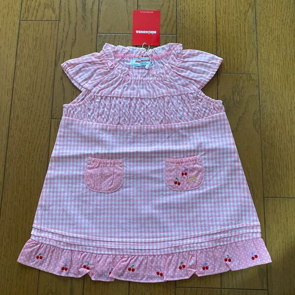 SALE 未使用 日本製 ミキハウス ワンピース 80 女の子 ピンク ワンピース ノースリーブ