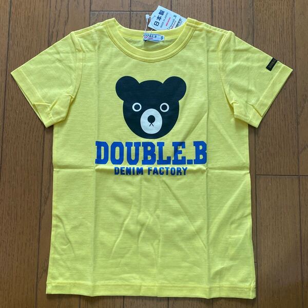 SALE 未使用 日本製 ミキハウス 半袖Tシャツ 120 黄色 Tシャツ プリント ダブルB