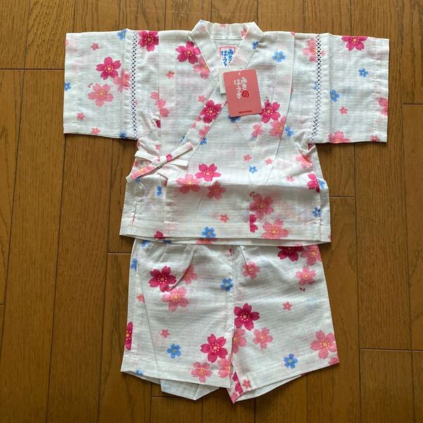 最終価格 SALE 即決 未使用 ミキハウス 甚平 80 女の子 綿100 浴衣 総柄