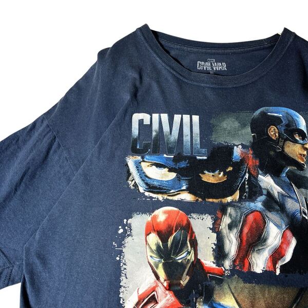 シビルウォー キャプテンアメリカ アイアンマン アメコミTシャツ 映画Tシャツ ムービーTシャツ 古着 Tシャツ 半袖Tシャツ XL
