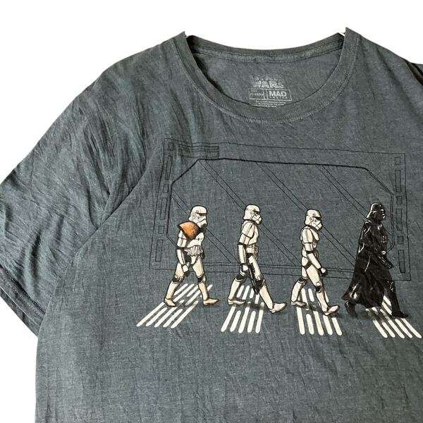star wars スターウォーズ 00s 古着 ムービーTシャツ 映画Tシャツ ビートルズパロディ アビィロード 半袖Tシャツ グレー系 XL