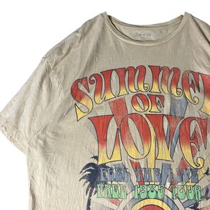 Summer of Love 半袖オーバーサイズグラフィックTシャツ イエロー L XL ビッグサイズTシャツ 半袖Tシャツ