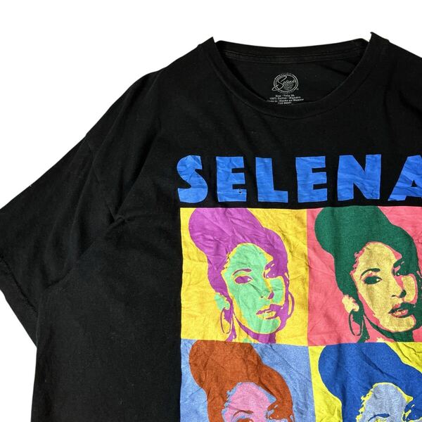 SELENA セレーナ・ゴメス ミュージックTシャツ 古着 半袖Tシャツ Tシャツ 00s ビッグプリント 人物 ミュージシャン XL黒ブラック