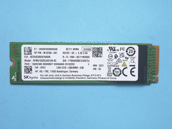 ●使用時間 3838時間 NVMe SSD M.2 2280 SKHynic HFM 512GB 作動確認中古品 NO62●