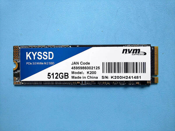 ●ジャンク 通電可 初期化不可 KYSSD NVMe SSD M.2 2280 512GB NO60●