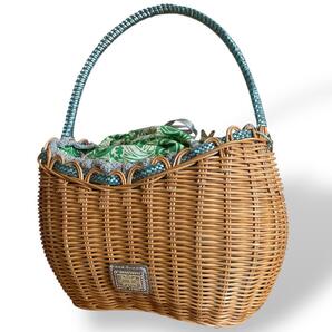 良品 ANNA SUI アナスイ かごバッグ 手提げ グリーン