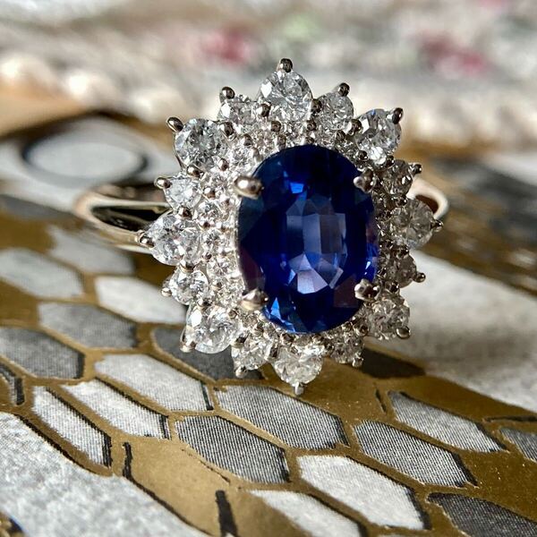 pt900 ロイヤルブルーサファイア2.03ct ダイヤモンド0.72ct 指輪 リング