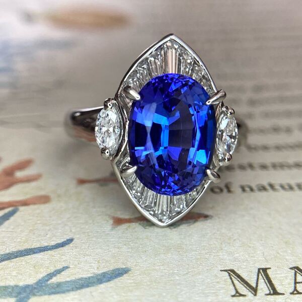 pt900 美しいタンザナイト4.21ct ダイヤモンド0.81ct 指輪 リング