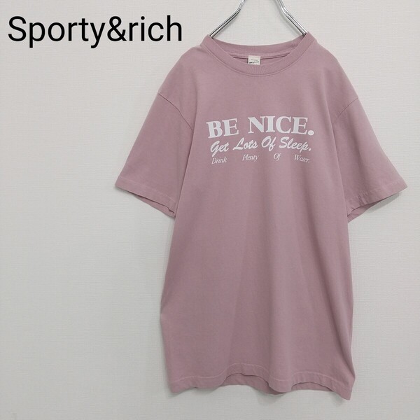 【268】sporty&rich スポーティーアンドリッチ Tシャツ 半袖 Sサイズ USA製 丸胴ボディ モーブピンク