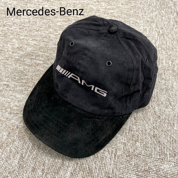 【280】Mercedes Benz メルセデスベンツ AMG キャップ 帽子 ブラック 黒 USA製 頭囲55㎝〜調節可能 全刺繍