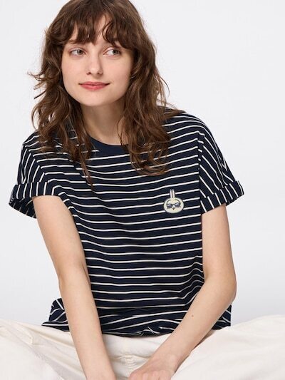 新品 ちいかわ GU コラボ M 半袖 Tシャツ グラフィック CHIIKAWA うさぎ カットソー 女性用 ネイビー 紺 ボーダー ウサギ