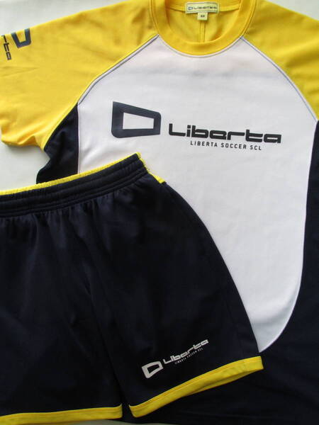 c 2022年購入 最新モデル 中古 Liberta リベルタ サッカースクール 半袖 ユニフォーム ハーフパンツ 上下セット 160cm 子供用 黄色 紺
