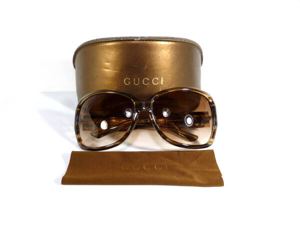 極美品★GUCCI/グッチ★ゴールド・GGマーク★スケルトンメタリック系ブラウン★サングラス★保存ケース・レンズクリーナー