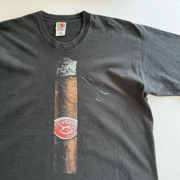 90s KNOPF CANADA 葉巻 Tシャツ XL ブラック カナダ製 ビンテージ 90年代 ノップ カナダ 出版社 Alfred A. Knopf 企業T ヴィンテージ 黒