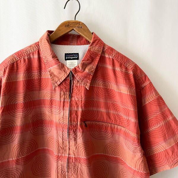 2005年 Patagonia 渦巻 Rhythm Sidebum Full Zip Shirt L ビンテージ 00s 00年代 パタゴニア リズム サイドバム フルジップ シャツ