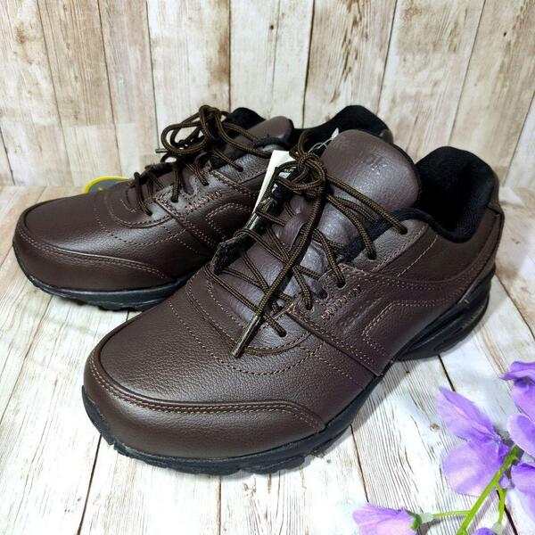 新品タグ付き【Reebok】レインウォーカーダッシュワイド☆22.5cm☆本革☆リーボック☆ブラウン☆M48151☆DMX MAX☆ウォーキングシューズ
