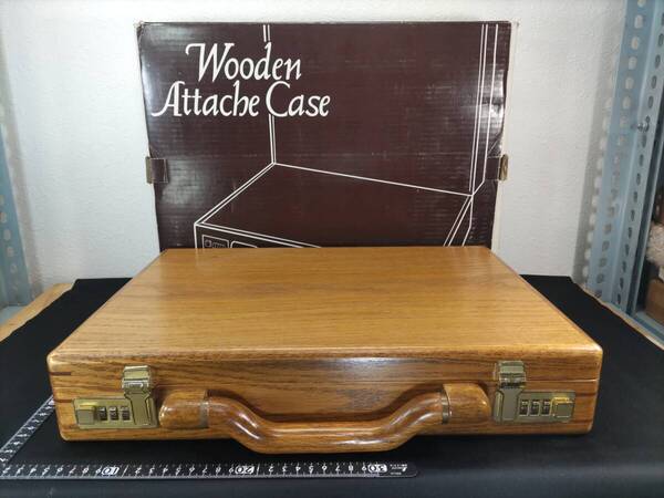 ■送料無料!■木製アタッシュケース・H36×W44×D8cm■PRESTO■プレスト■天然木■数回使用・貴重な購入時の箱付き!!