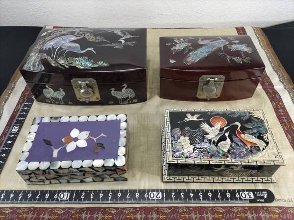 ■送料無料!■まとめて■螺鈿細工・宝石箱■漆器■カード・名刺入れ■小物入れ■ジュエリーBOX■韓国伝統工芸品■4点セット!
