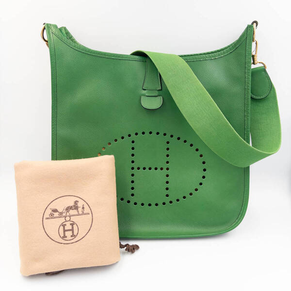HERMES エルメス エヴリン GM グリーンゴールド金具 トリヨンクレマンス ショルダーバッグ 保存袋付き