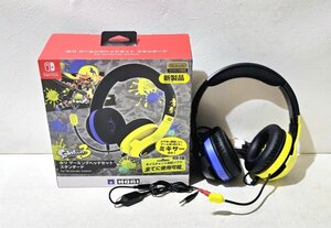 ★美品★ HORI ホリ Nintendo Switch スプラトゥーン3 ヘッドセット NSW-406 単一指向性マイク スイッチ ボイスチャット対応 HMY