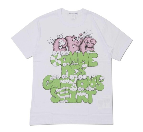 最終値下げ comme des garcons SHIRTコムデギャルソンシャツカウズコラボデザインのTシャツ L