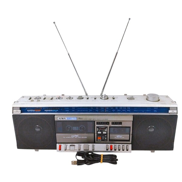 AIWA アイワ CS-W7 ダブルラジカセ コンパクト マイクロ ステレオ ラジオ カセットレコーダ 昭和レトロ 現状品