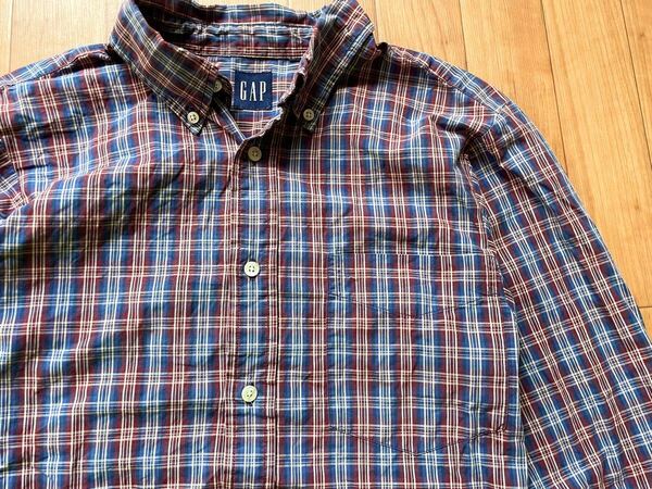 90s オールド ギャップ old gap 長袖 ボタンダウン シャツ 好配色 オンブレ シャドー チェック USA ビンテージ ネルシャツ 古着 アメリカ
