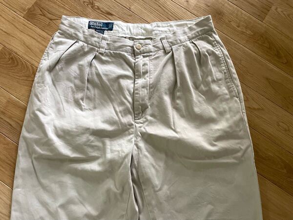 90s Polo Ralph Lauren オールド ラルフローレン アンドリューパンツ チノパン ツータック スラックス ベージュ ヴィンテージ USA 古着