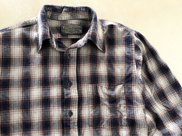 70s USA製 sir pendleton ビンテージ ペンドルトン オンブレ チェック 長袖 シャツ M ヴィンテージ ネルシャツ シャドー 好配色 vintage