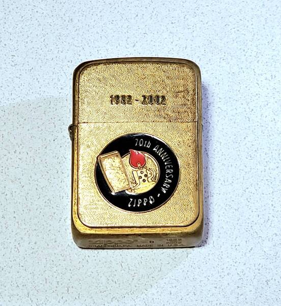 ZIPPO ジッポー 70th ANNIVERSARY 1932-2002 ゴールドカラー オイルライター 喫煙具 喫煙グッズ